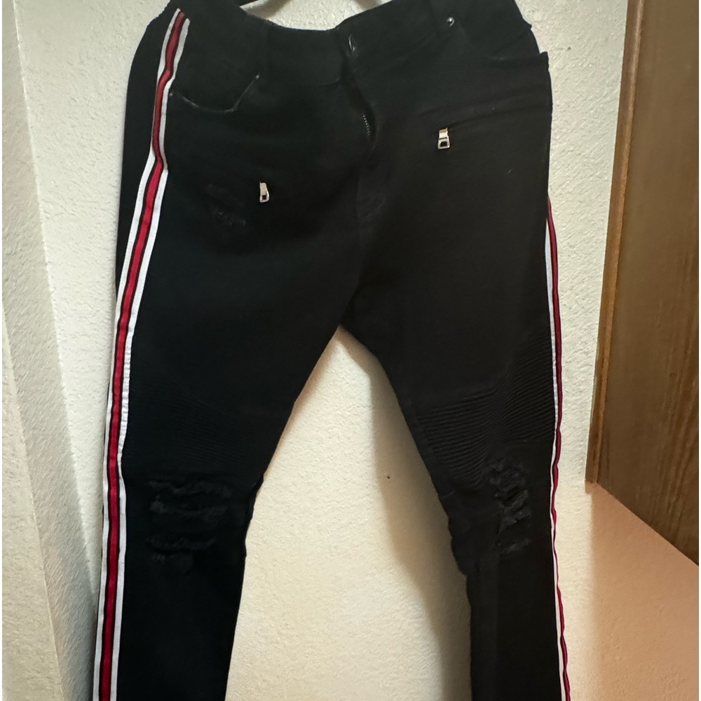 CRYSP Denim jeans size 36 Black, white red lines